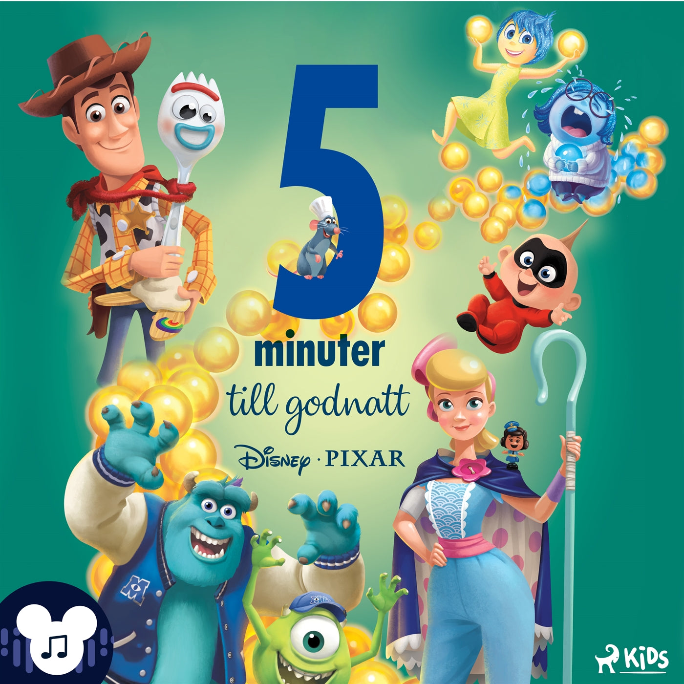 Fem minuter till godnatt – Disney/Pixar – Med ljud och musik! – Ljudbok