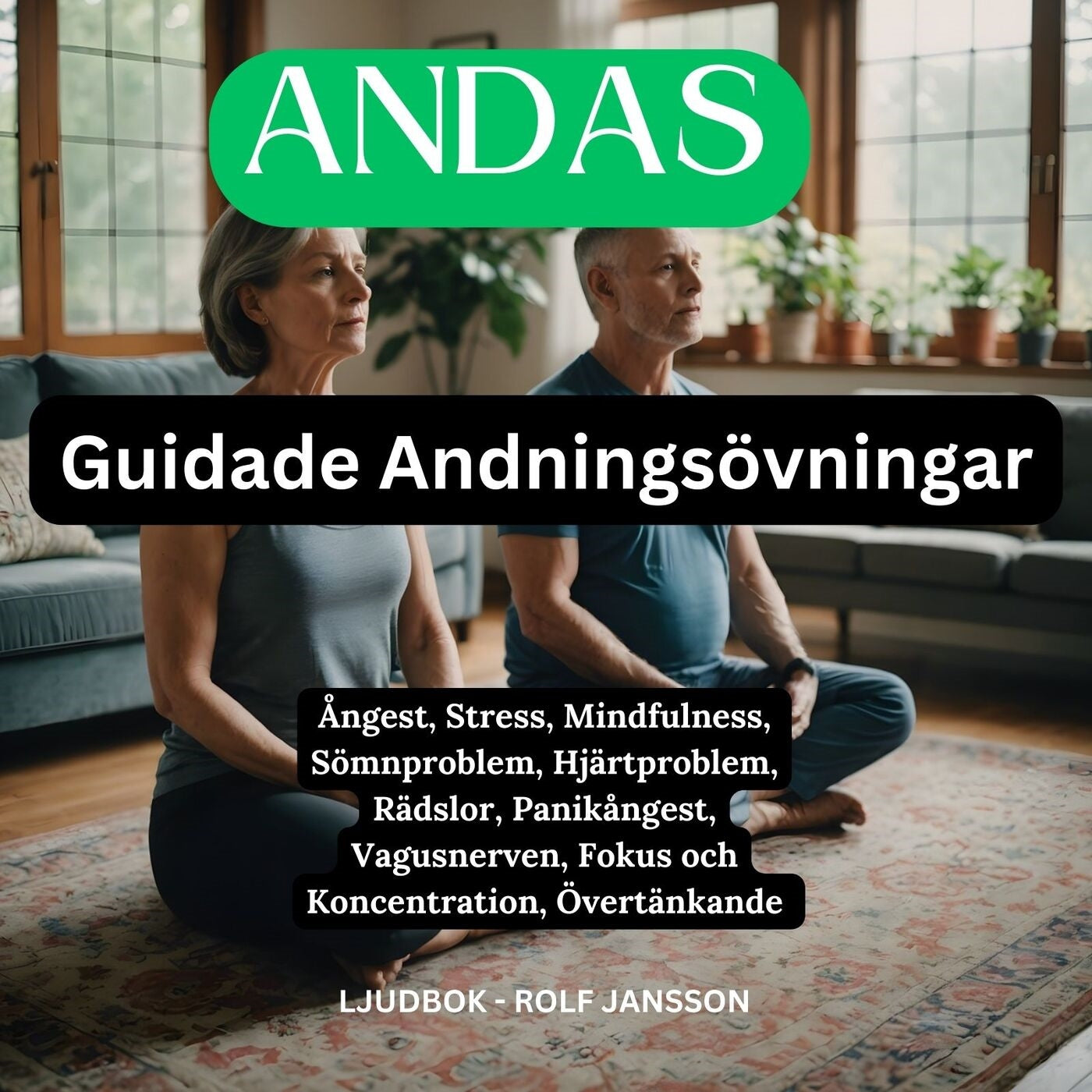 ANDAS : Guidade Andningsövningar : Ångest, Stress, Mindfulness, Sömnproblem, Hjärtproblem, Rädslor, Panikångest, Vagusnerven, Fokus och Koncentration, Övertänkande   – Ljudbok