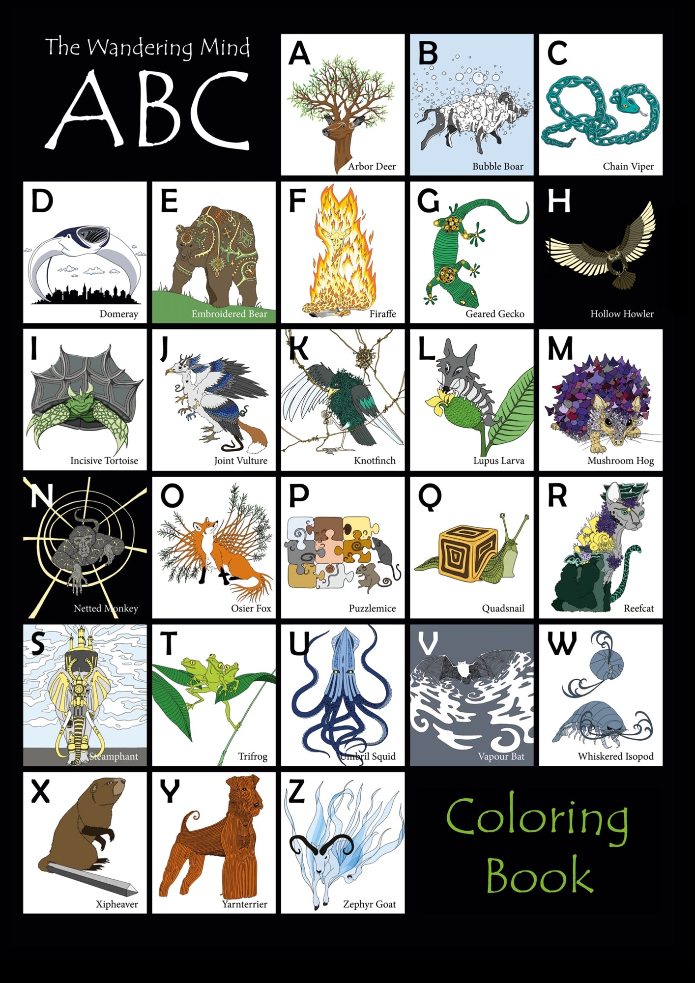 The Wandering Mind ABC: Coloring book – E-bok
